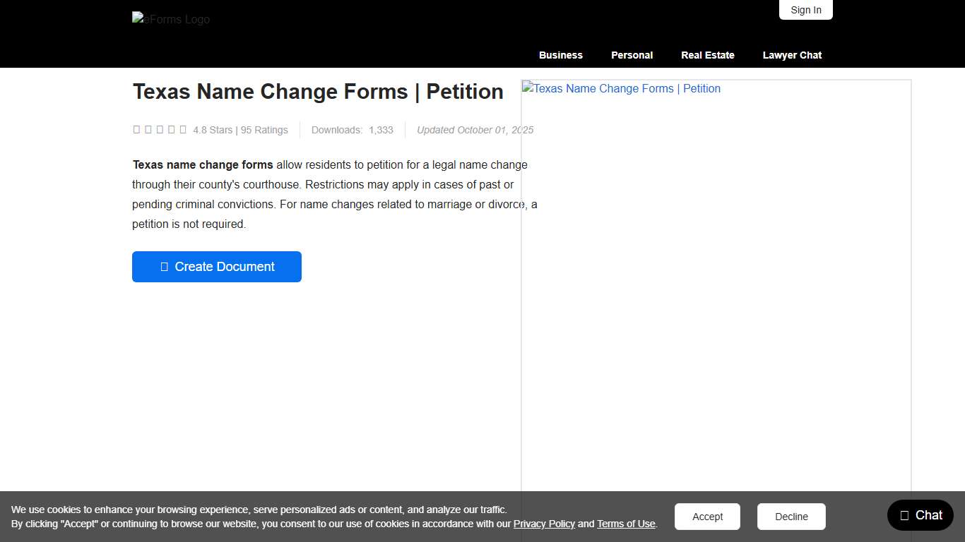 Free Texas Name Change Forms - PDF – eForms